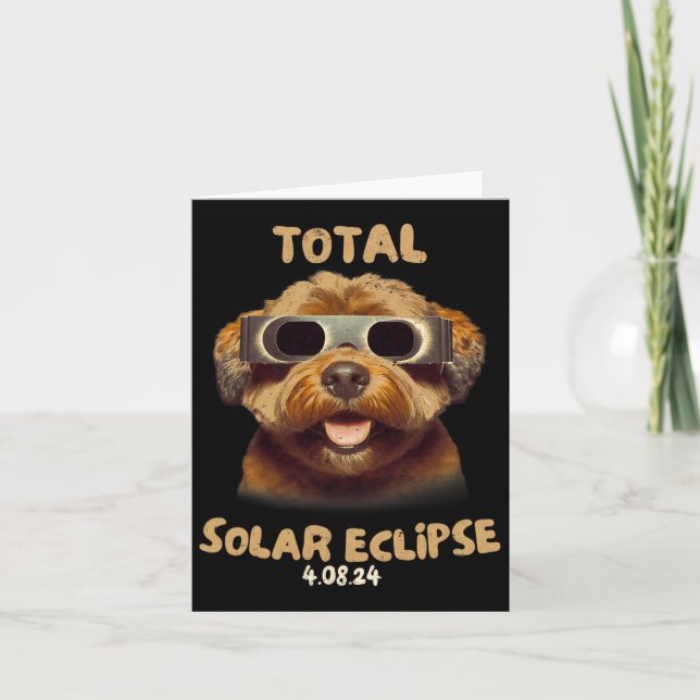 Eclipse Dog Wearing Solar Eclipse Gles  Card (Front)