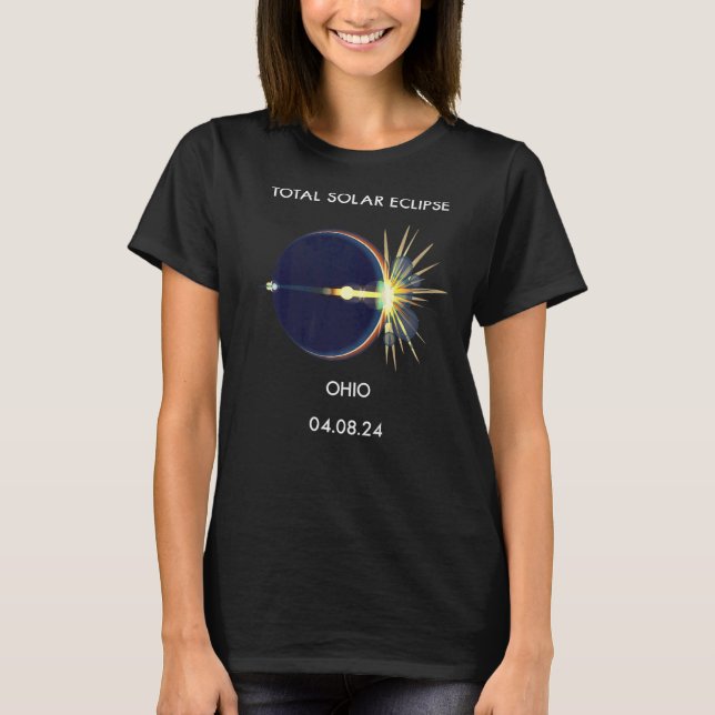 Eclipse Flare 04.08.24 Total Solar Eclipse Ohio 20 T-Shirt (Front)
