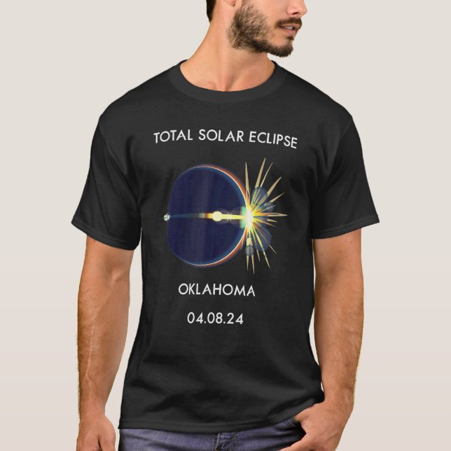 Eclipse Flare 04 08 24 Total Solar Eclipse Oklahom T-Shirt (Front)