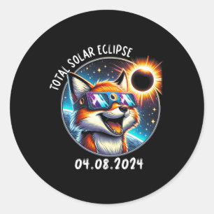 Eclipse Fox Wearing Gles Pet April 8 2024 Classic Round Sticker