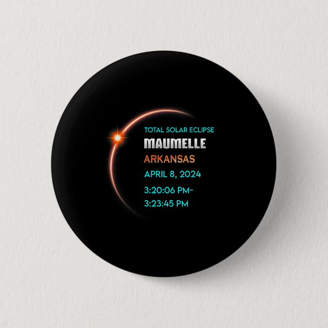 Eclipse Maumelle Arkansas Total Solar Eclipse 2024 6 Cm Round Badge (Front)