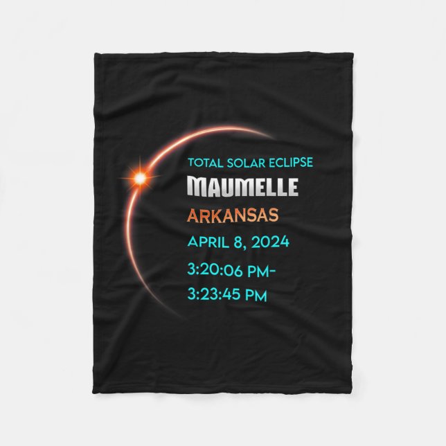 Eclipse Maumelle Arkansas Total Solar Eclipse 2024 Fleece Blanket (Front)