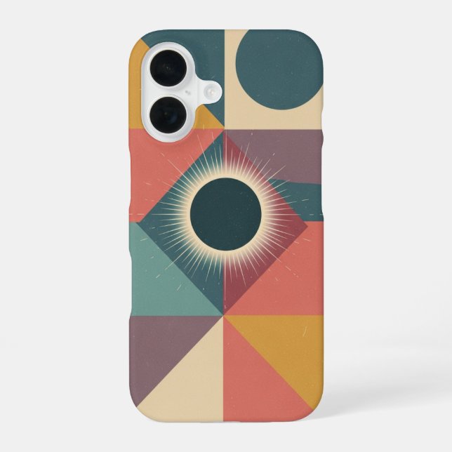 Éclipse Minimaliste Géométrique iPhone 16 Case (Back)