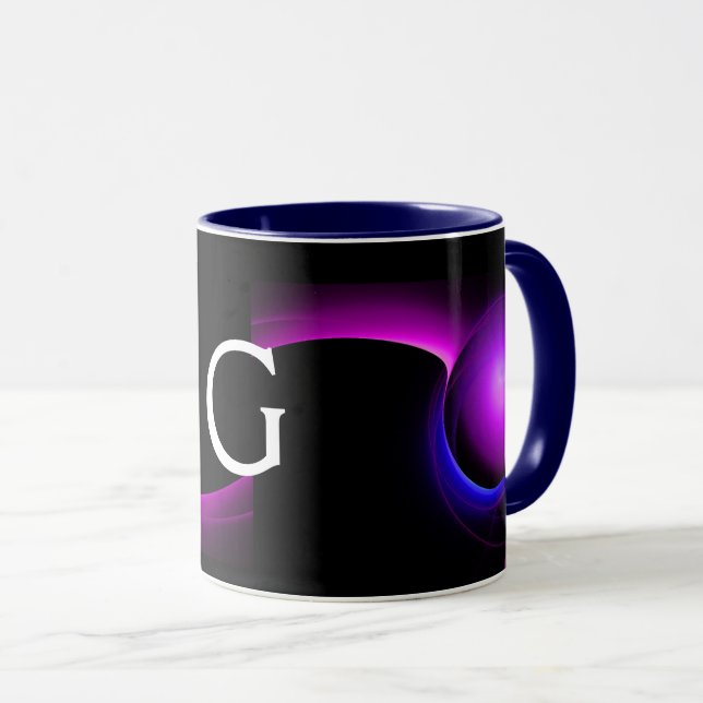 ECLIPSE MONOGRAM Pink Purple Blue Black Fractals Mug (Front Right)