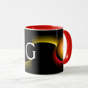 ECLIPSE MONOGRAM Red Yellow Orange Black Fractals Mug