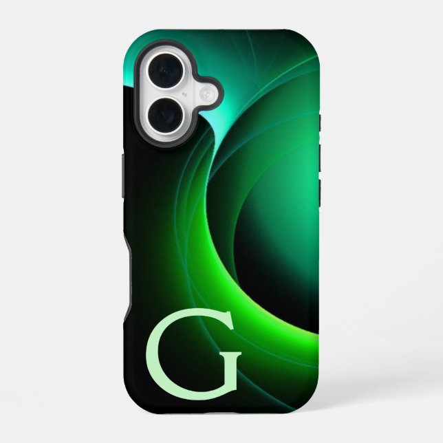 ECLIPSE MONOGRAM Vibrant black green iPhone 16 Case (Back)