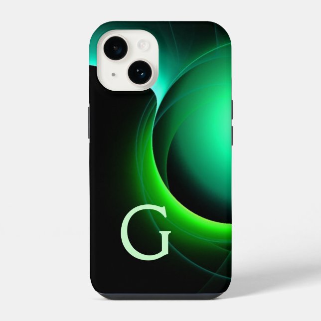 ECLIPSE MONOGRAM Vibrant black green iPhone Case (Back)