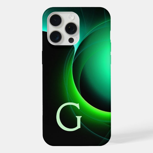 ECLIPSE MONOGRAM Vibrant black green iPhone Case (Back)
