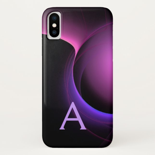 ECLIPSE MONOGRAM Vibrant black purple Case-Mate iPhone Case (Back)