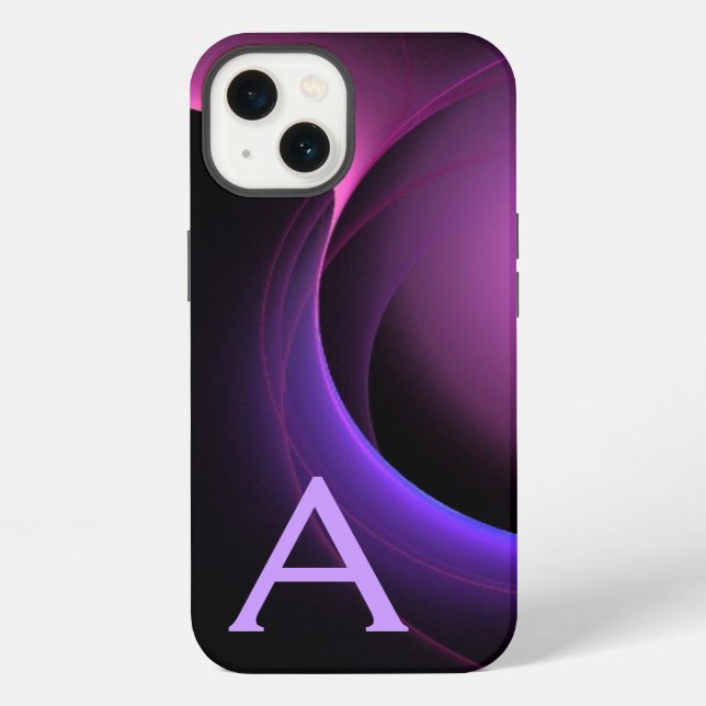 ECLIPSE MONOGRAM Vibrant black purple iPhone Case (Back)
