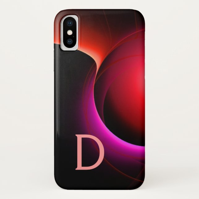 ECLIPSE MONOGRAM Vibrant black violet pink Case-Mate iPhone Case (Back)