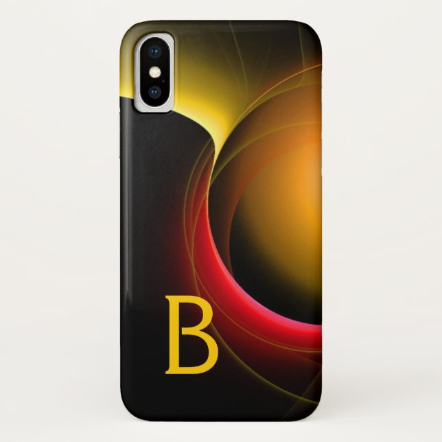 ECLIPSE MONOGRAM Vibrant black yellow Case-Mate iPhone Case (Back)