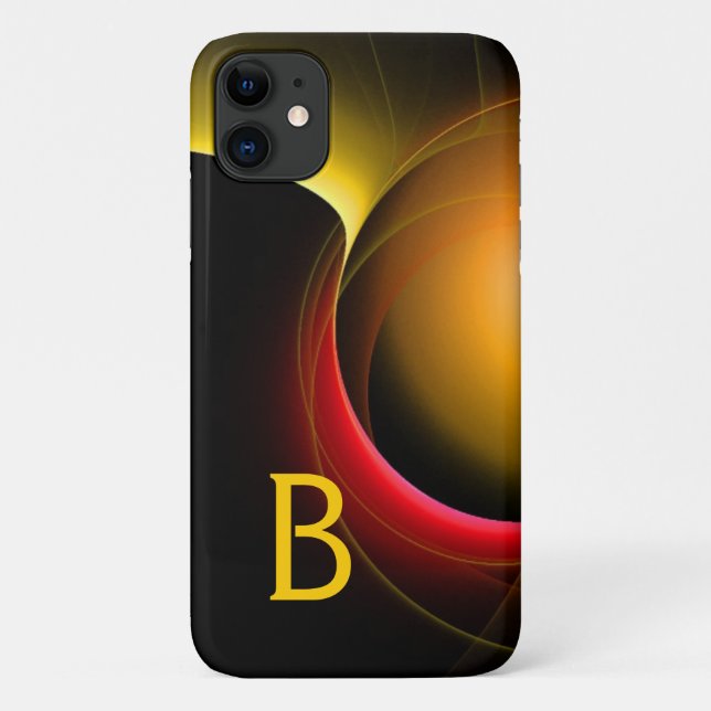 ECLIPSE MONOGRAM Vibrant black yellow Case-Mate iPhone Case (Back)