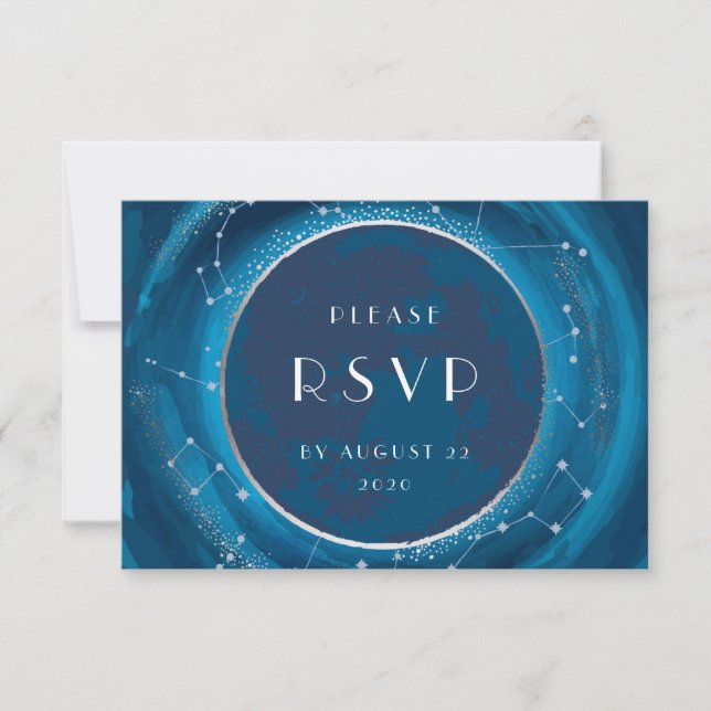 Eclipse Moon Wedding RSVP Card (Front)