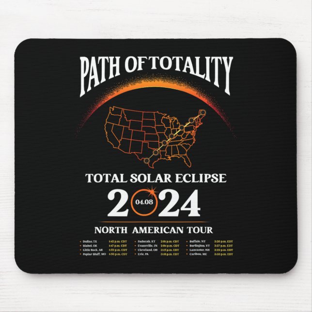 Eclipse Path Of Totality Solar Eclipse April 8 202 Mouse Pad (Front)