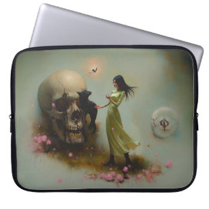 Eclipse Priestess Moon Occult Dark Witchy AI Art Laptop Sleeve