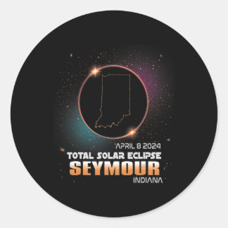 Eclipse Seymour Indiana Total Solar Eclipse 2024  Classic Round Sticker