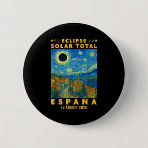 Eclipse Solar Total España 2026  6 Cm Round Badge