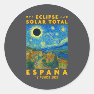 Eclipse Solar Total España 2026 Classic Round Sticker