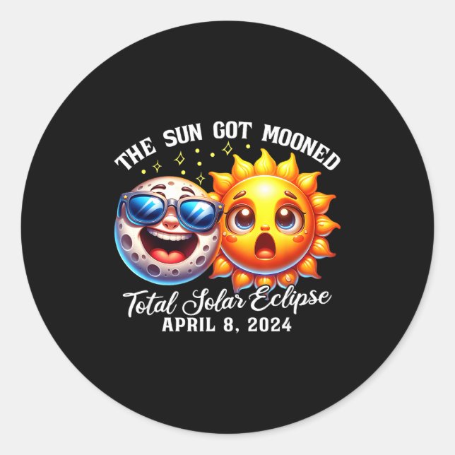 Eclipse Sun Got Mooned Solar Classic Round Sticker (Front)