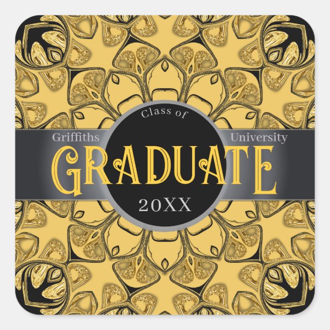 Eclipse Sunflower Mandala Graduation Sticker (Front)