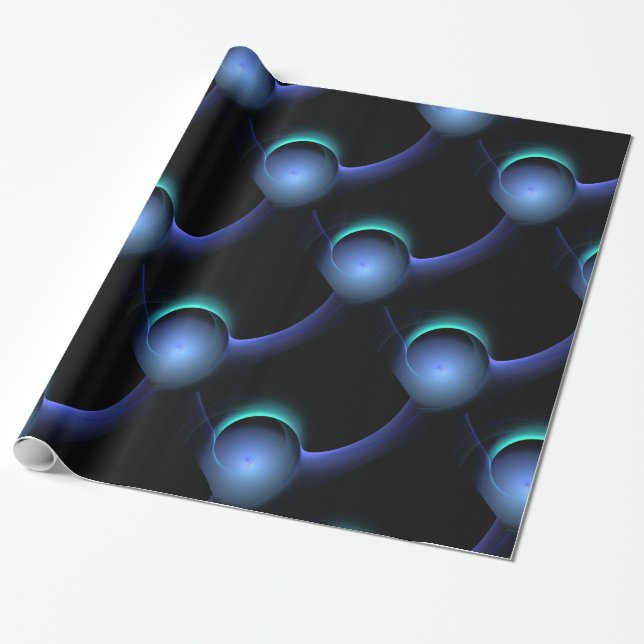 ECLIPSE Vibrant Teal Blue,Turquoise,Black Wrapping Paper (Unrolled)