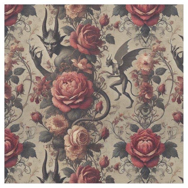 Eclipsed Grace – Gothic Victorian Classic Tile Fabric (Close Up)
