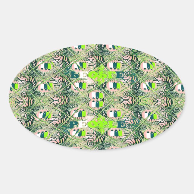 Eco Africa Motif – Nature-Inspired African Art Oval Sticker (Front)