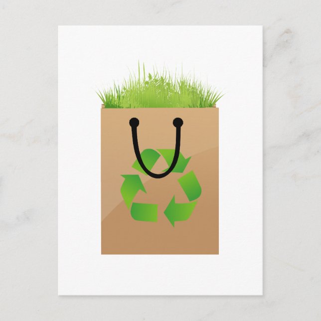 eco brown shopping bag grass recycle.png postcard (Front)