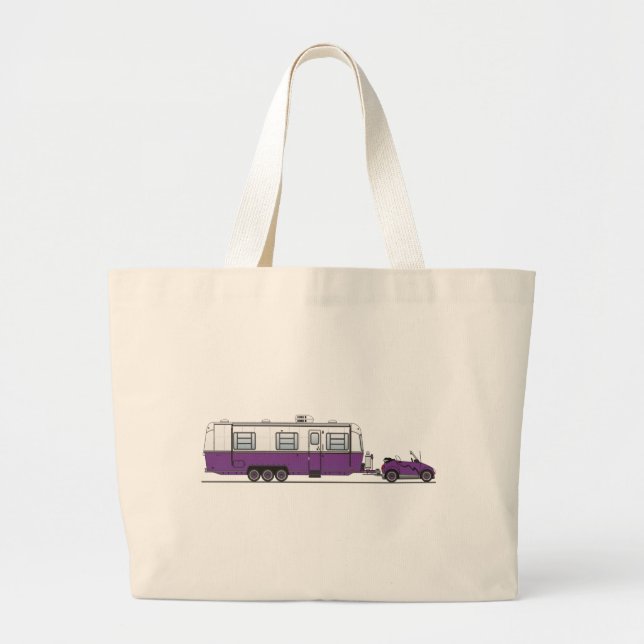Eco Car Camper Large Tote Bag (Front)