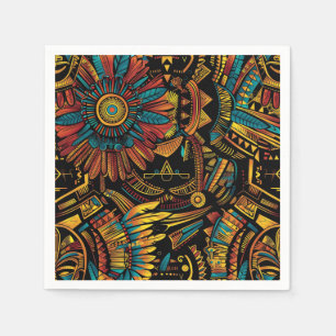 Eco-Chic Cyan "Aztec Dream" Beverage Cocktail Napk Napkin