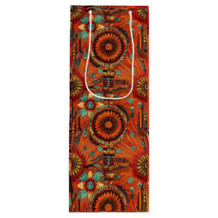 Eco-Chic Cyan "Intricate Echoes" Glossy Wine Bag
