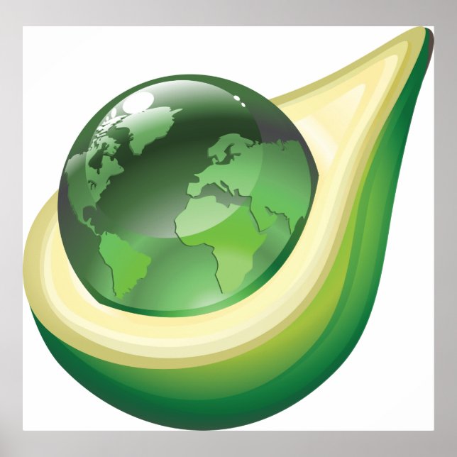 Eco Earth Avocado Globe Sustainable Planet  Poster (Front)