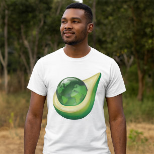 Eco Earth Avocado Globe Sustainable Planet  T-Shirt