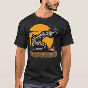 Eco Excavator Planting Greenery in Trash Cleanup  T-Shirt