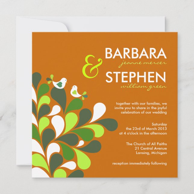 Eco-Friendly Autumn Orange Wedding Invitations (Front)
