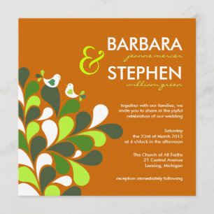 Eco-Friendly Autumn Orange Wedding Invitations