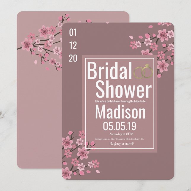 Eco Friendly Cherry Blossom Tree Bridal Shower Invitation (Front/Back)