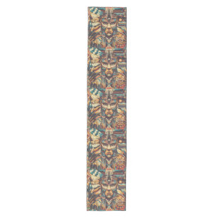 Eco-Friendly Cyan "Mesoamerican Motif" Dining Tabl Medium Table Runner