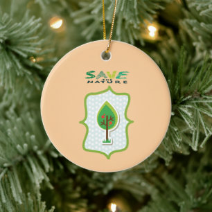 Eco-Friendly Evergreen Design Ceramic Ornament