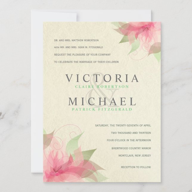 Eco-Friendly Formal Ecru Wedding Invitations (Front)