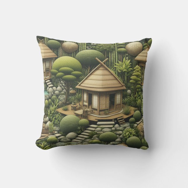 Eco-friendly Gardens and Buildings in Harmony  Cushion (Front)