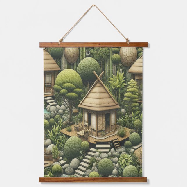 Eco-friendly Gardens and Buildings in Harmony  Hanging Tapestry (Front)