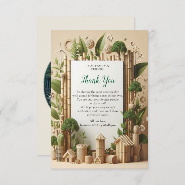 Eco-friendly Gardens and Buildings in Harmony RSVP Card (Front/Back)