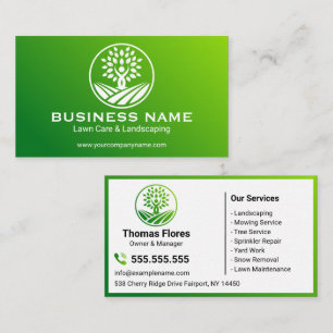 Eco-Friendly Green Gradient Landscaping Service Business Card