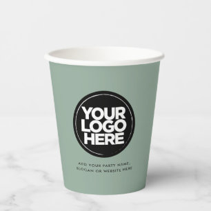 Eco-friendly Green   Personalised Logo and Text Paper Cups