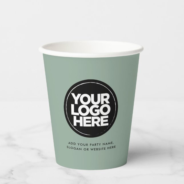 Eco-friendly Green | Personalised Logo and Text Paper Cups (Front)