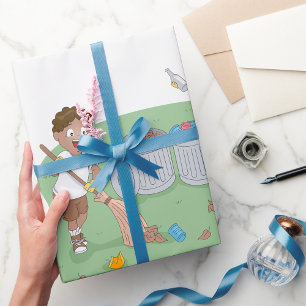 Eco-Friendly Kids Cleaning Campsite Recycling  Wrapping Paper