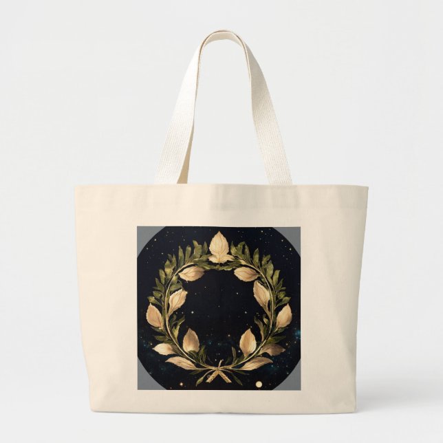 "Eco-Friendly Natural Leaf Print Tote Bag" (Front)