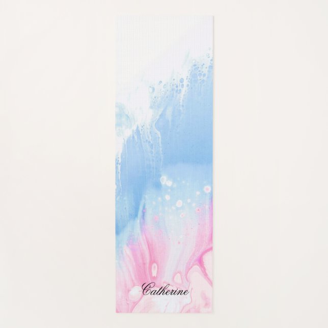 Eco Friendly Rainbow Colour Custom Name Modern Yoga Mat (Front)